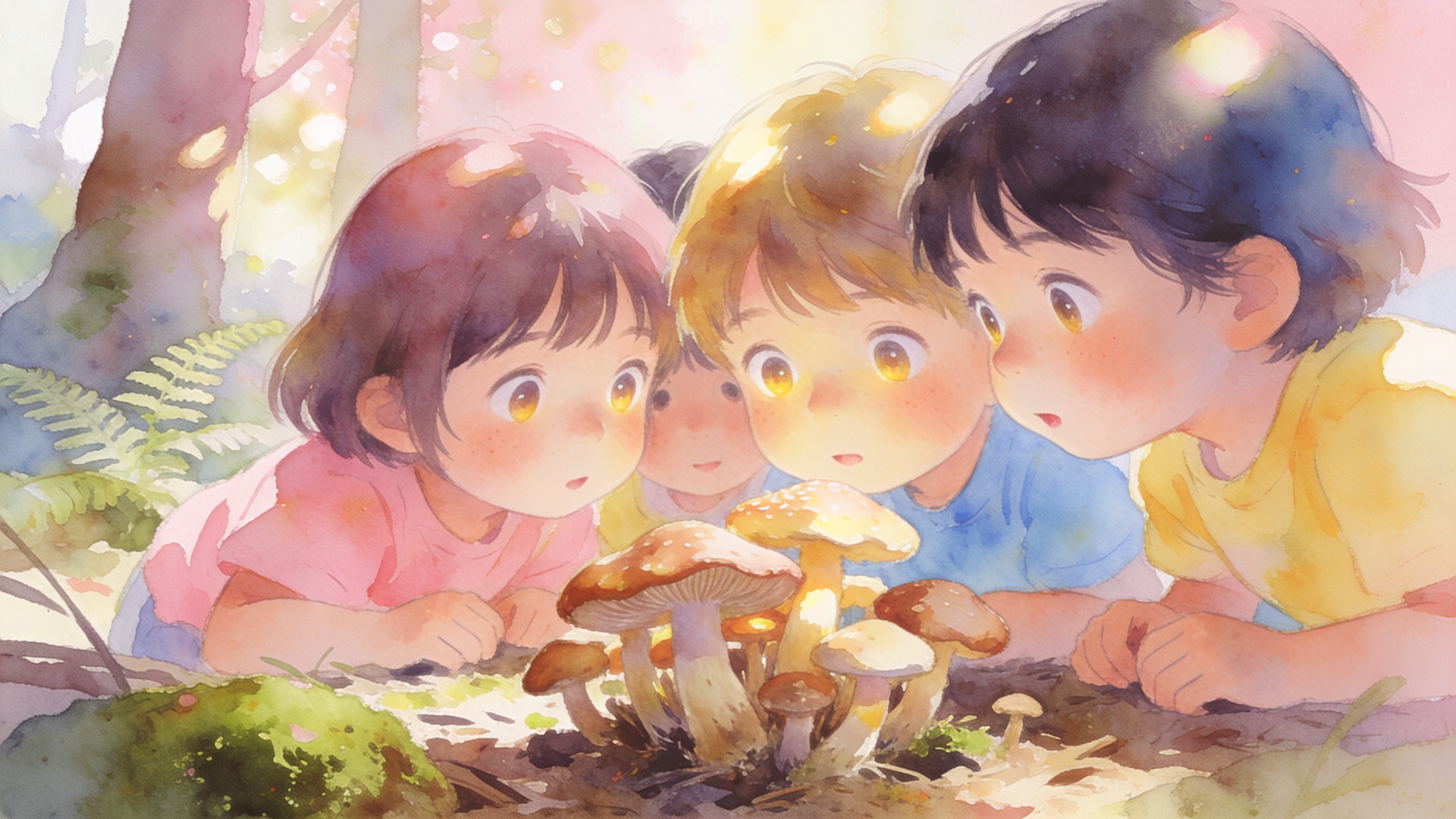 Young children exploring outdoors together, full of curiosity